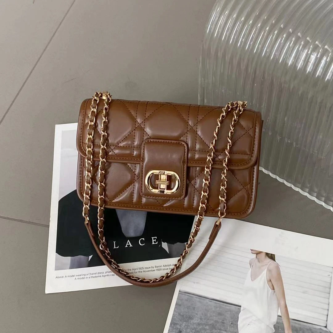 【尚恩CC】SLBL-87477-棕色-轻奢百搭手提腋下新款斜跨女包