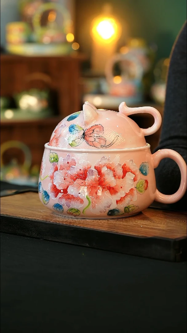 杯手绘心瓷陶瓷浮力