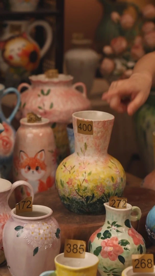 陶瓷400景德镇设计师手作花器摆件侘寂风