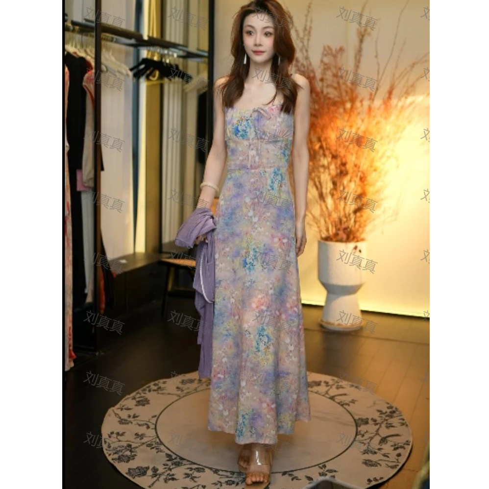 【刘真真梵高日记】Z435 菲菲法式收腰长袖春夏V领气质款连衣裙QC