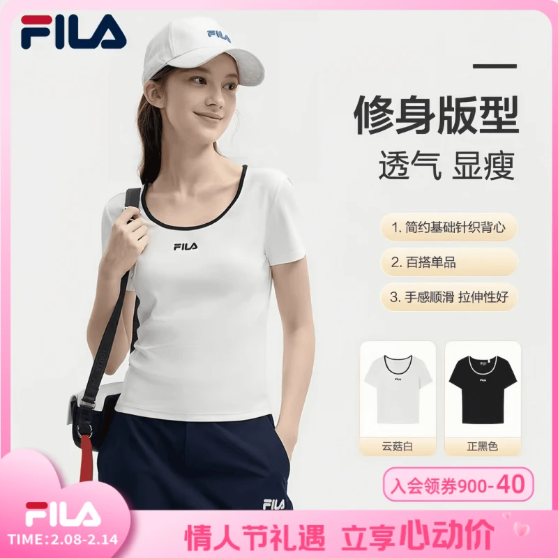FILA斐乐女早秋经典款运动修身休闲T恤欧若动感风F51W439112A