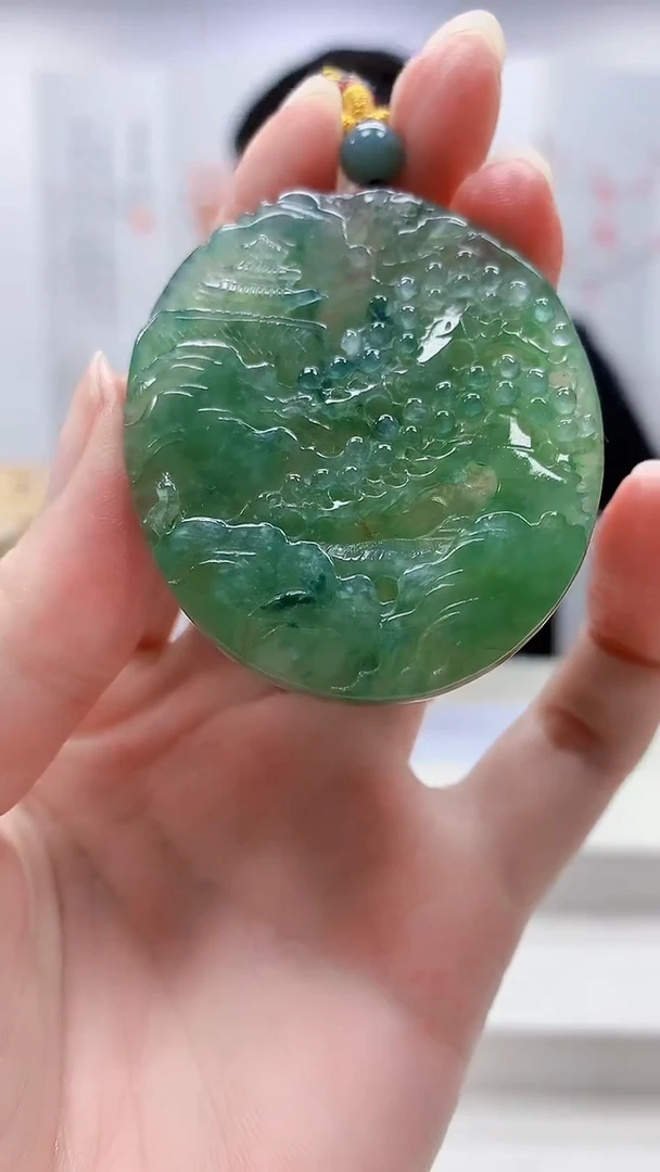 定制翡翠未镶嵌5153zm-毛货挂件山水37