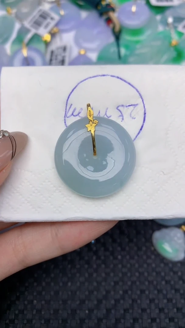 颈饰18K金镶嵌翡翠天然缅甸翡翠a货百元以上9元证书费自理