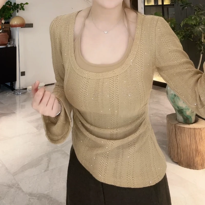 【月落星河】2025秋冬原创镂空挂脖显瘦针织上衣LK2507061