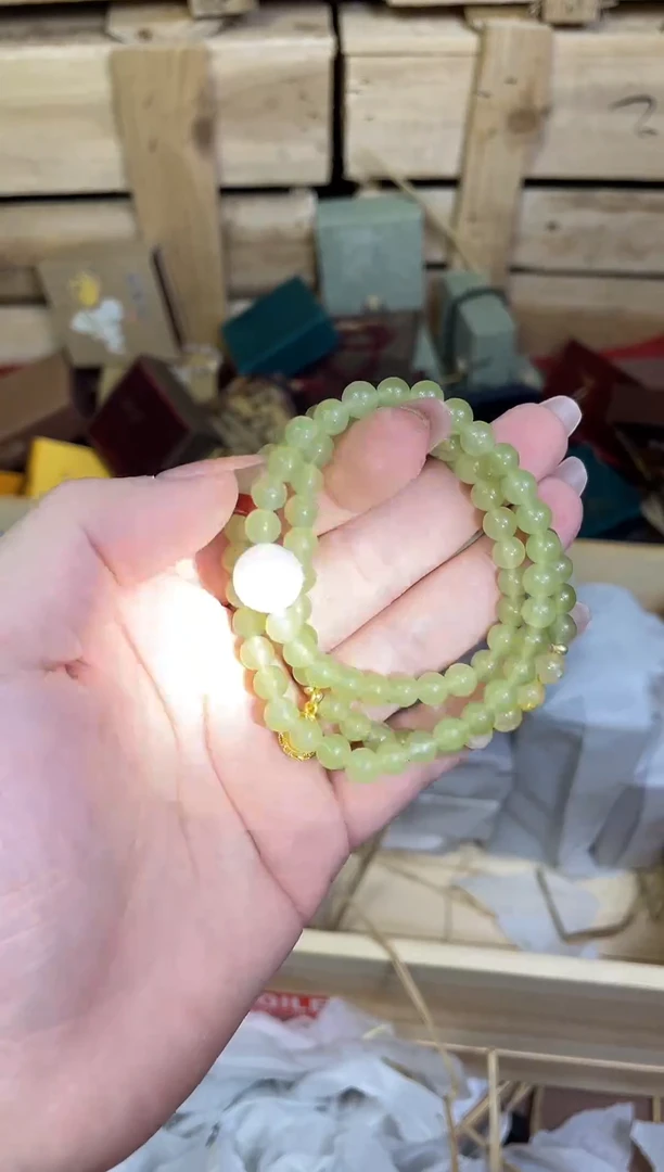 未镶嵌手链和田玉（糖玉）三喜文玩精美手串 无礼盒