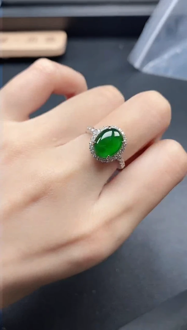 翡翠戒指银S925镶嵌51151