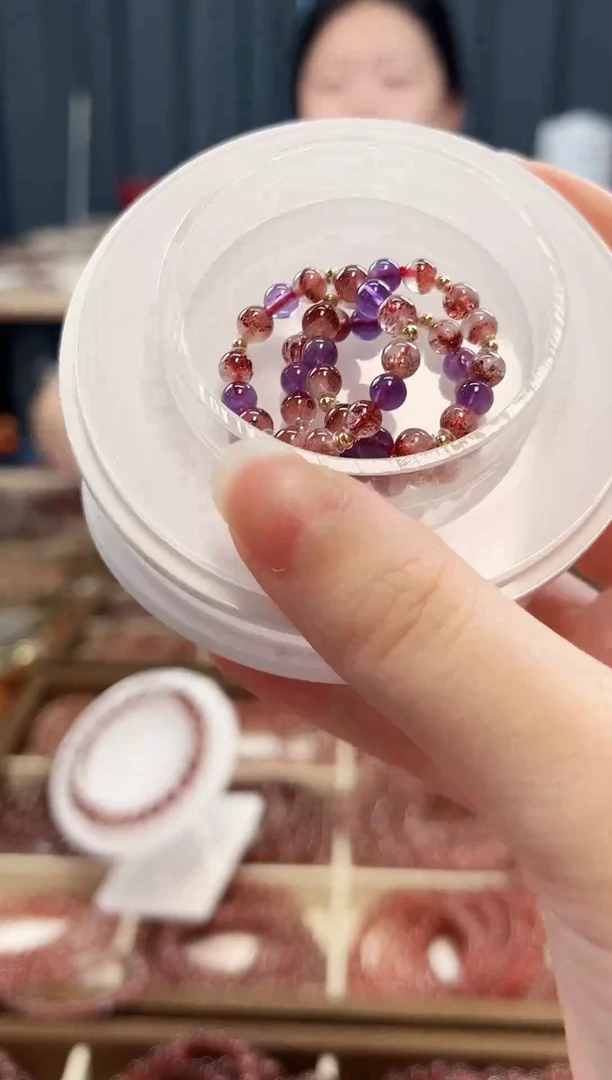 未镶嵌手串水晶金草莓超七戒圈4mm【多样性发一】