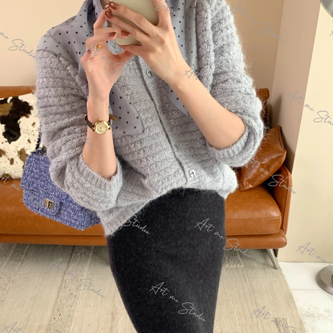 3姐【ART ME】绵羊毛混纺肌理小香风三色上衣  1223w24652