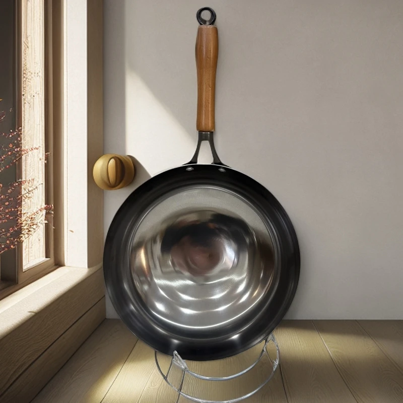 白月光新款炒锅圆底防滑炒菜锅家用无涂层炒锅