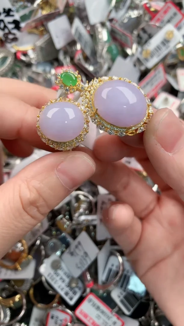 银S925镶嵌戒指翡翠444---9