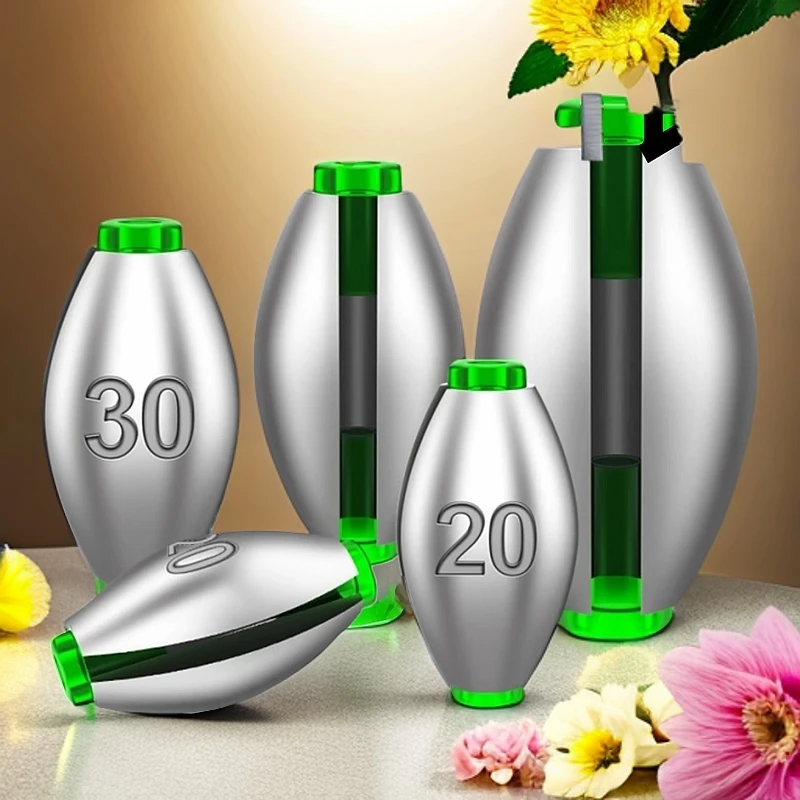 中通空心橄榄形远投件跑铅通用坠筏钓套装快速桥阀配日式开口铅