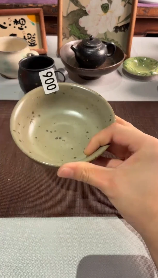 瓷器D*900灰色手工小碗2个