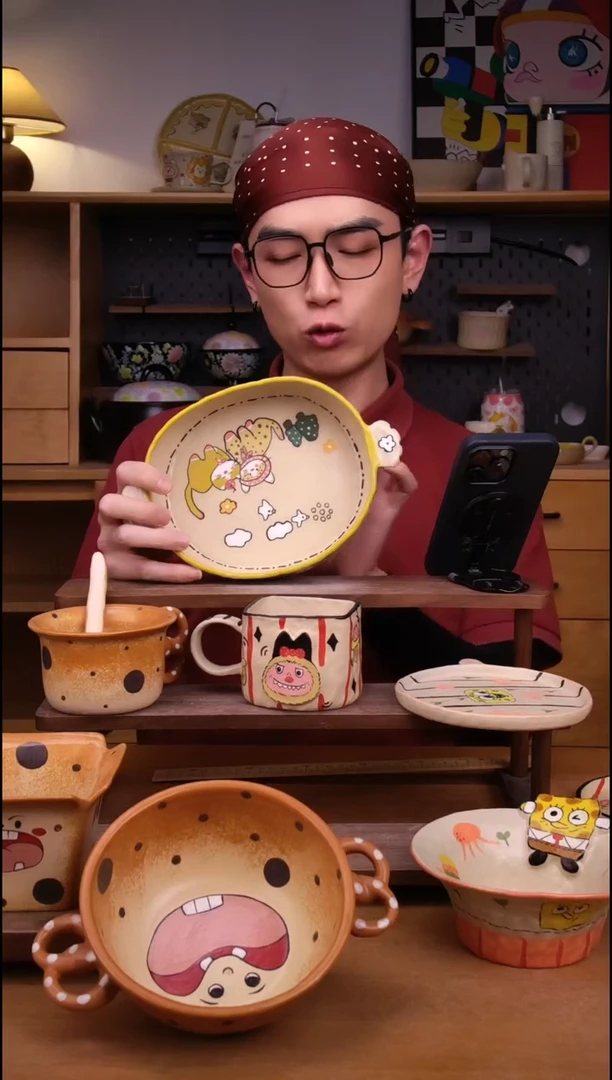 盘景德镇可爱设计师款陶瓷