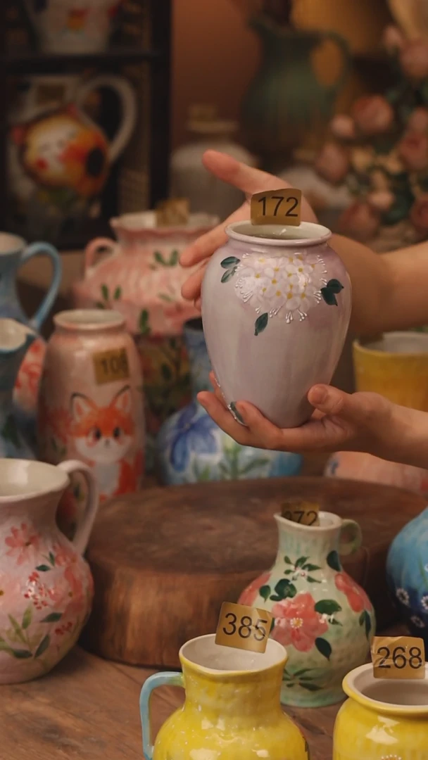 陶瓷172景德镇设计师手作花器摆件侘寂风