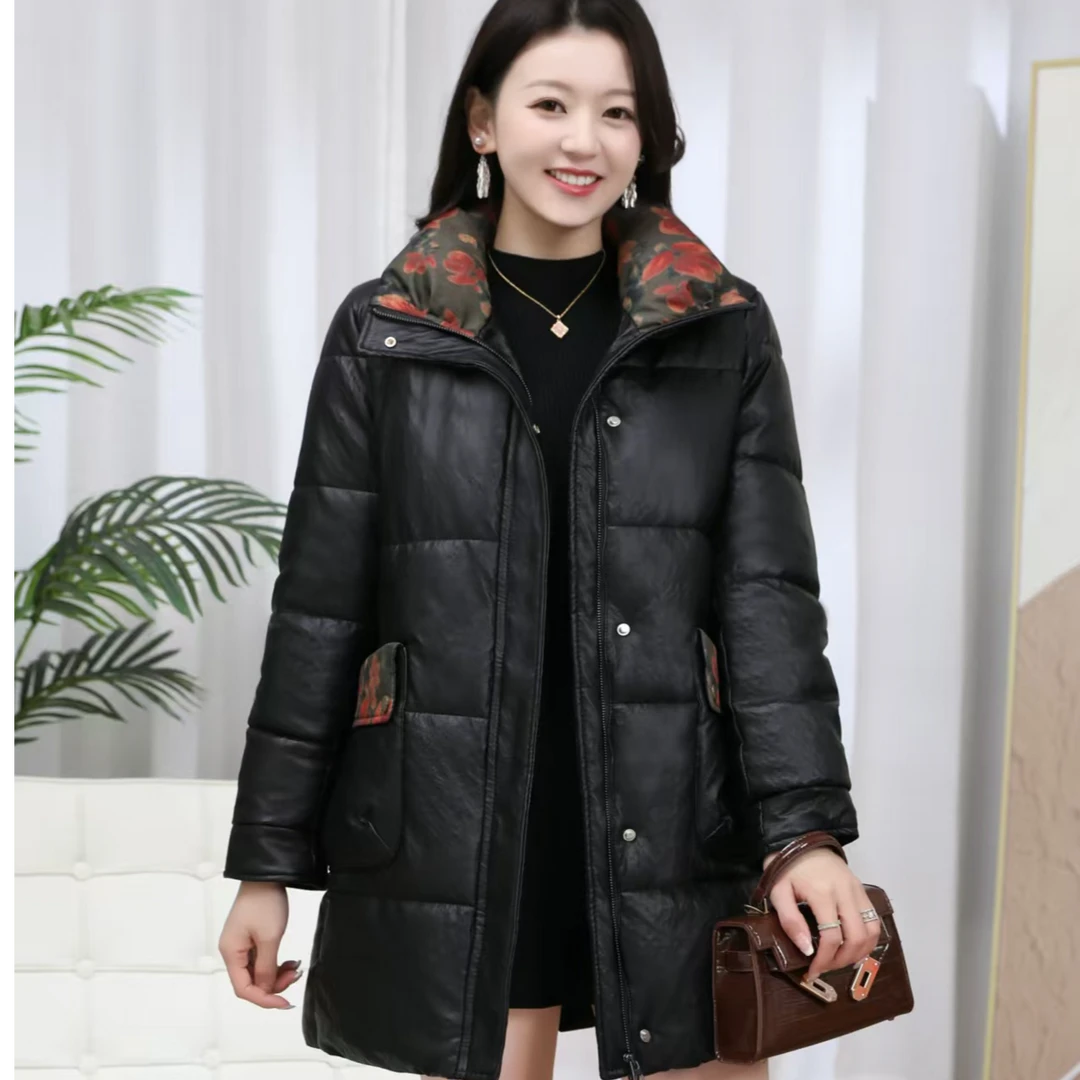 冬季女士棉衣外套加厚皮棉衣中老年女装休闲气质中长款棉袄妈妈装