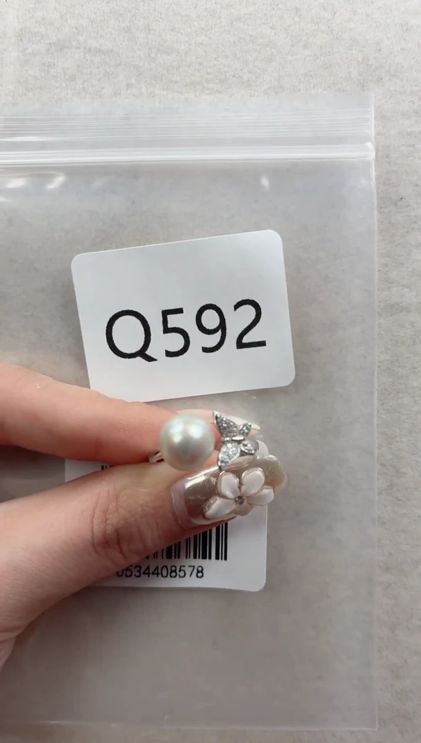 银S925镶嵌戒指海水珍珠q592