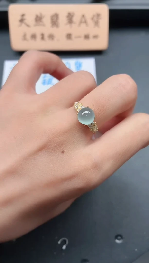 银S925镶嵌戒指翡翠111