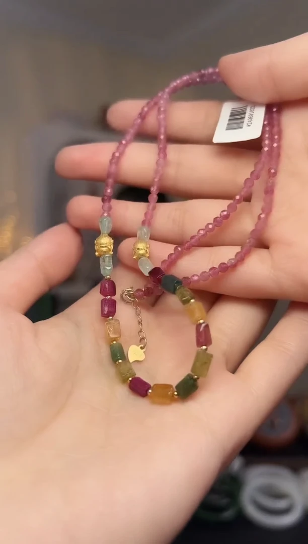 颈饰银S925镶嵌碧玺项链