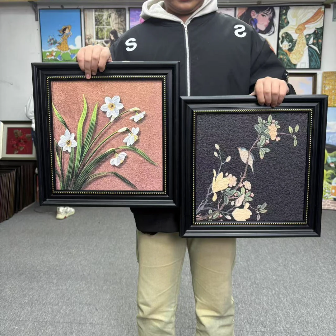 风竹子水仙花餐厅挂画法式美式客厅装饰艺术画4040