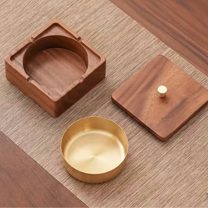 北美黑胡桃木烟灰缸轻奢高档