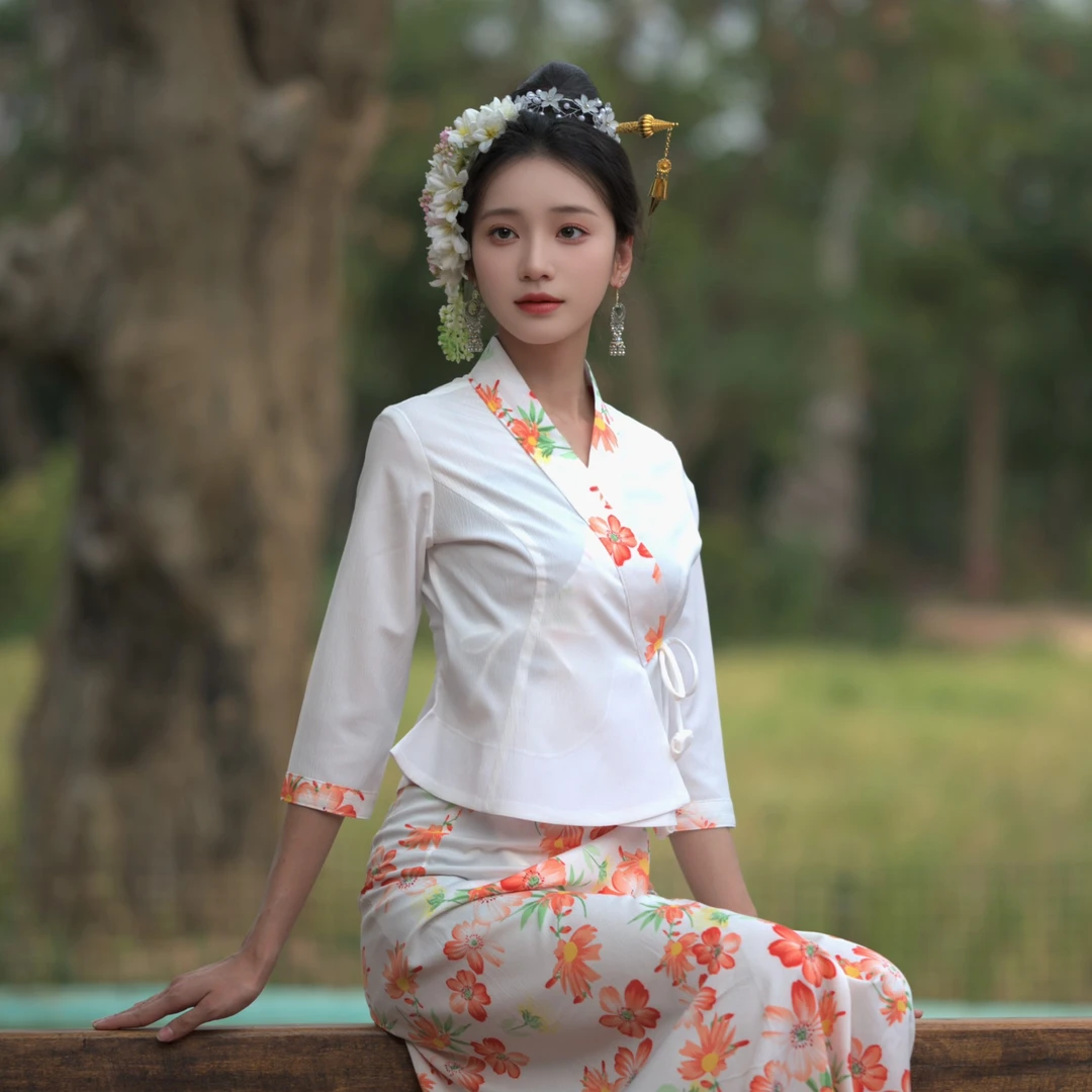 西双版纳傣族服装女士气质国风新中式民族风舞台服茶服傣族服饰