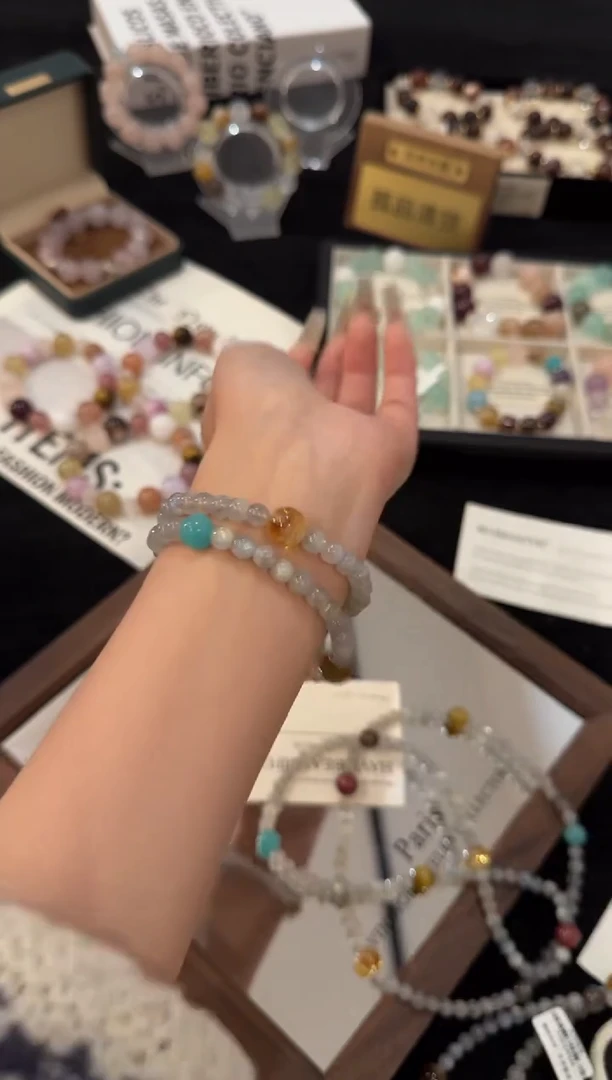 合金手链水晶灰月光双圈x3105