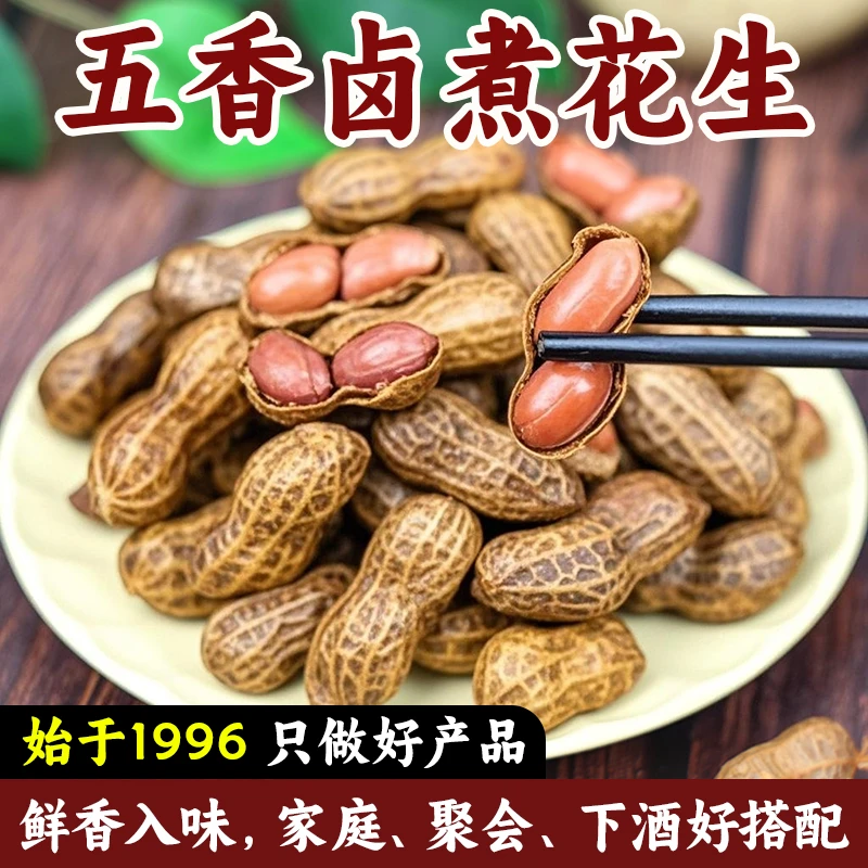 老卤水煮花生五香带壳卤味花生米水煮零食小吃下酒卤汁