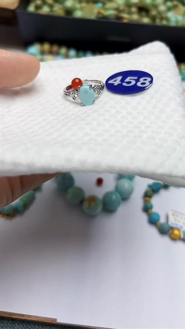 玛瑙/玉髓戒指银S925镶嵌458