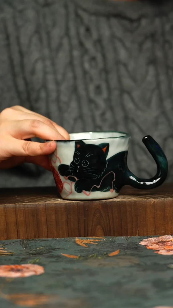 杯釉下彩手工手绘同款陶器