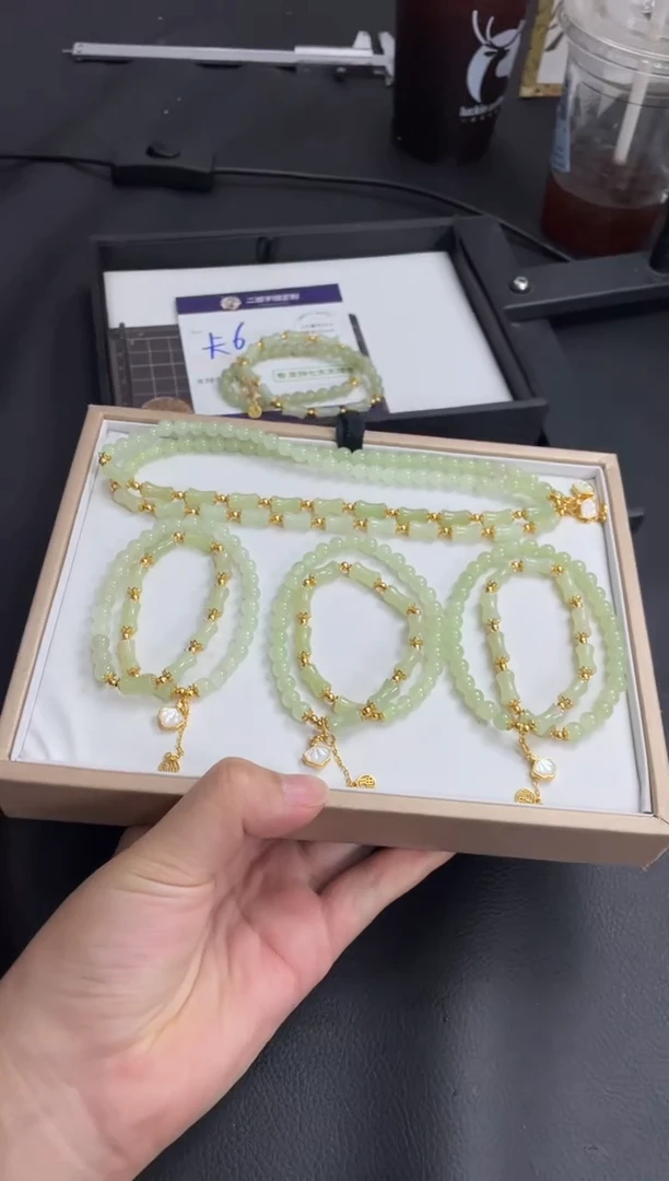 未镶嵌和田玉挂件和田玉竹节双圈珠串/多样性发其一CP