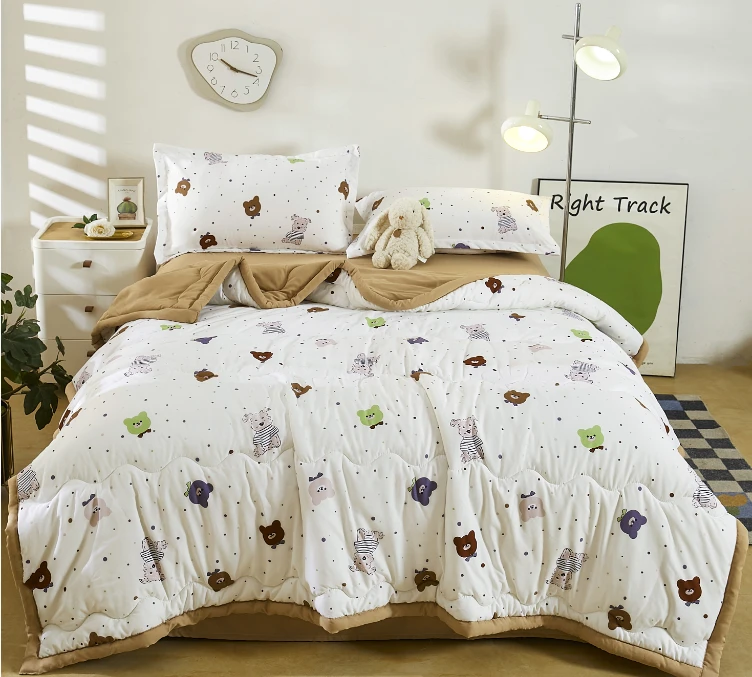 2025新款针织双层纱夏凉被空调被单人机洗薄款印花学生宿舍被