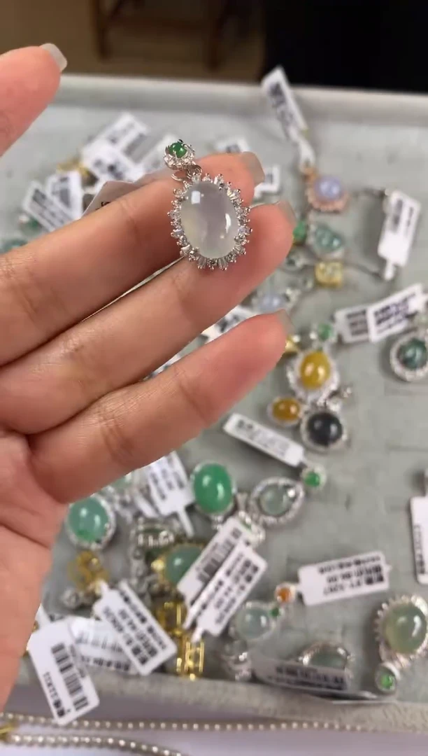 银S925镶嵌戒指翡翠吊坠