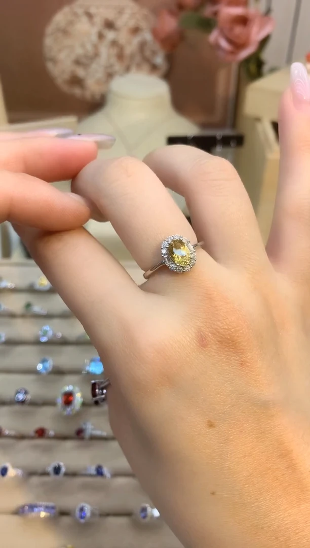 银S925镶嵌戒指黄晶黄水晶