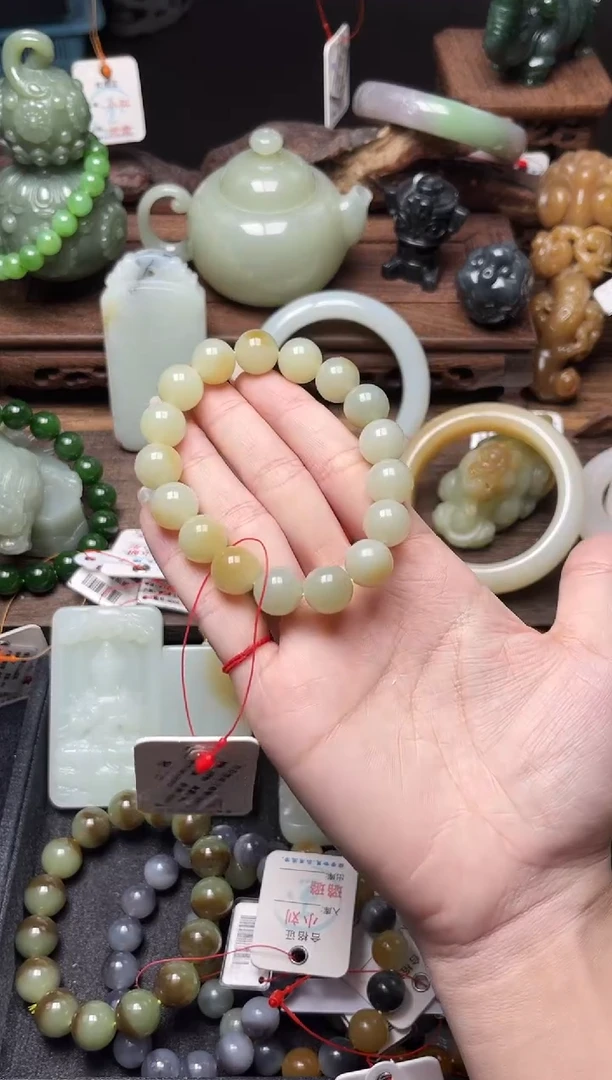 手串未镶嵌和田玉卡12且末迪克兰带糖 圆珠9007910