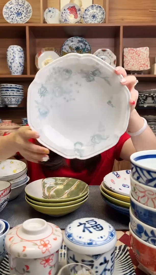 瓷片【微瑕】白玫瑰21cm花边盘