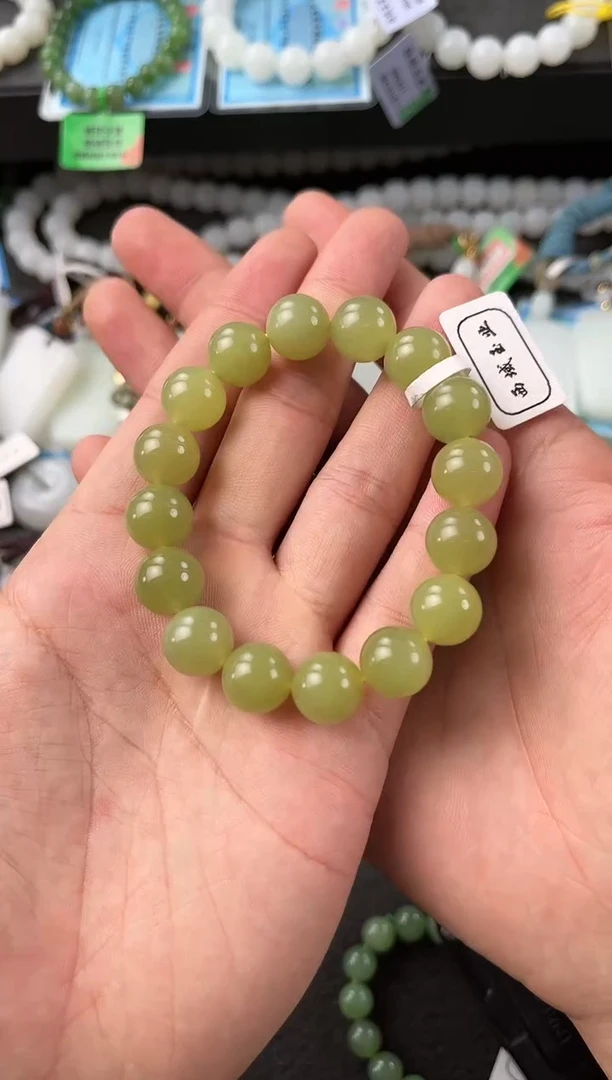 【闪购商品】和田玉手串未镶嵌若羌青黄口手串卡12微色差