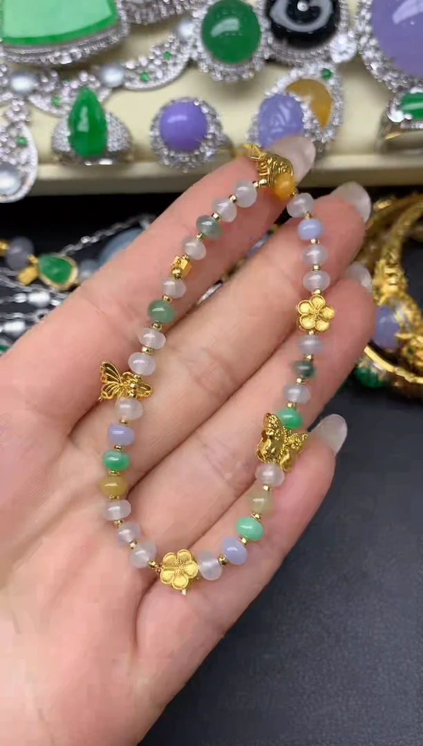 18K金镶嵌手链翡翠267-雪姐翡翠天天见
