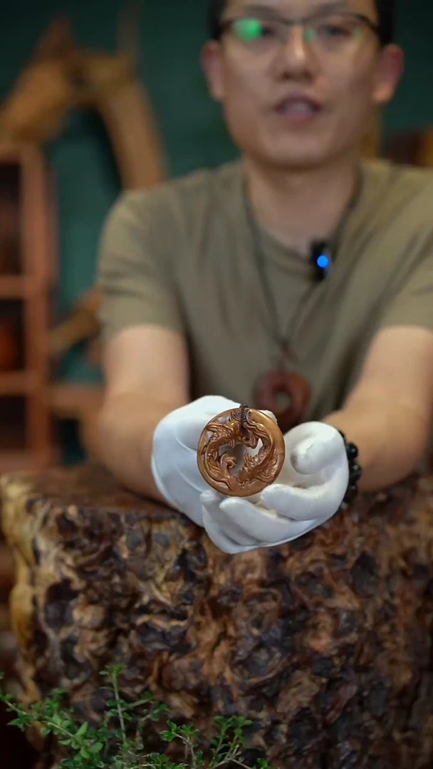 枣木雷击枣木双鱼挂件