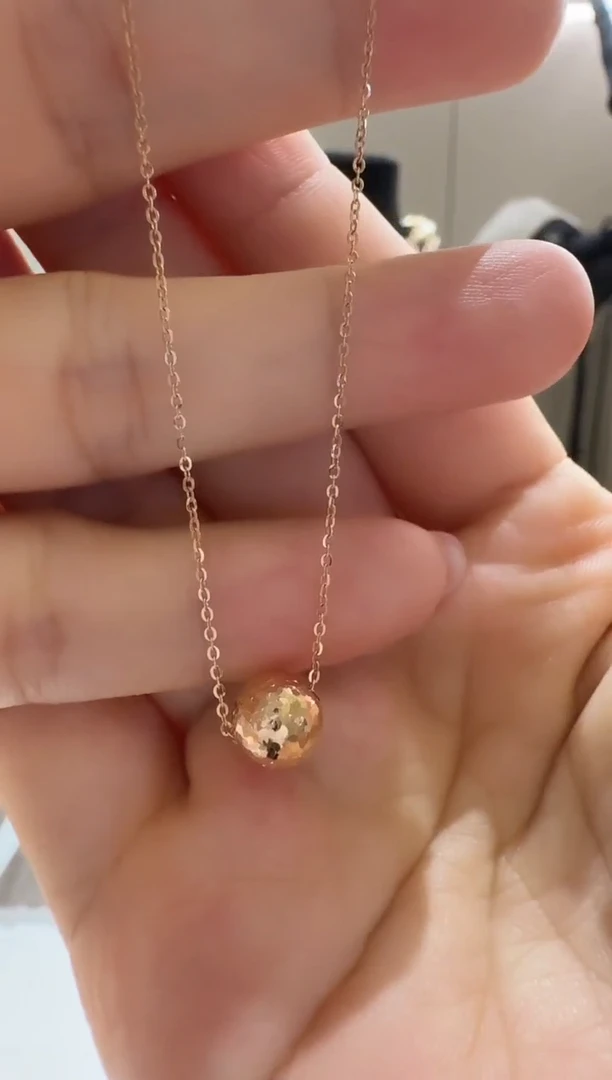 项链18K金车花球球项链