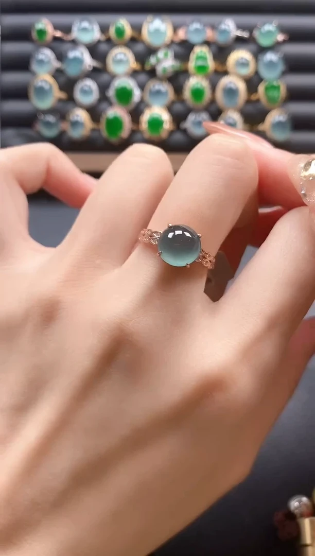 银S925镶嵌戒指翡翠51511