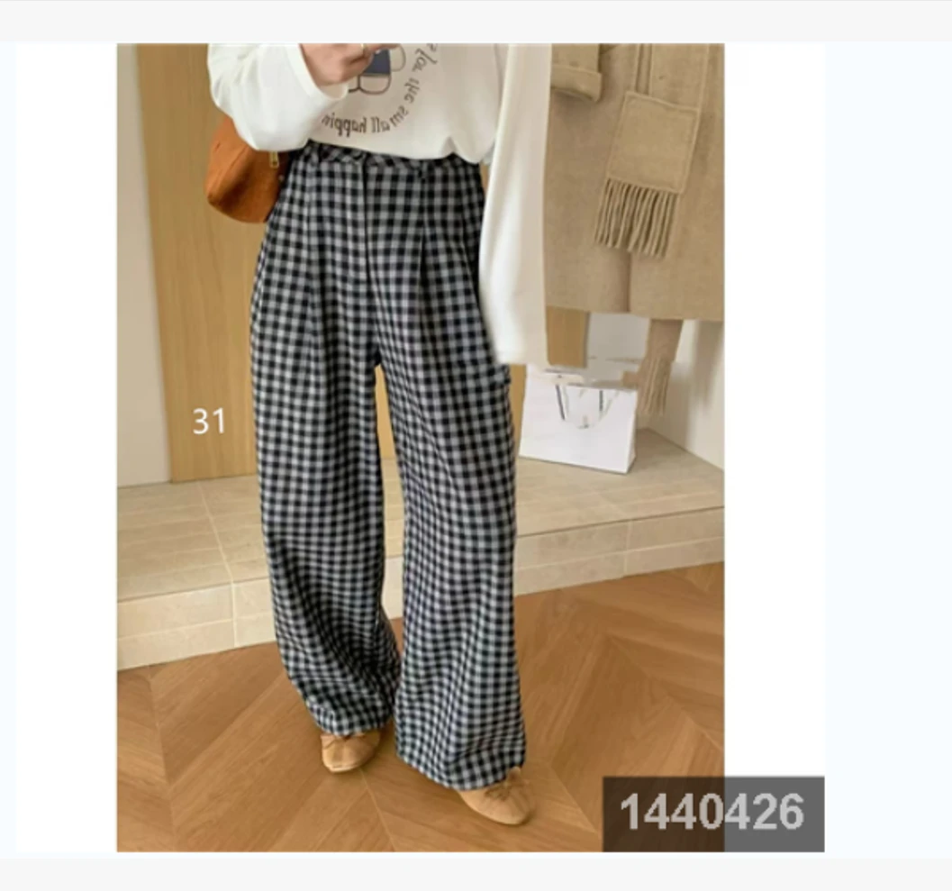 阿妳XiaoNi———（冬款格子休闲直筒裤1440426）