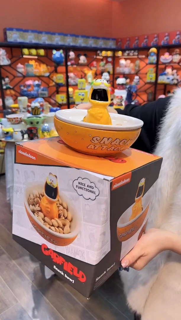 瓷片@@加菲猫陶瓷瓜子盘