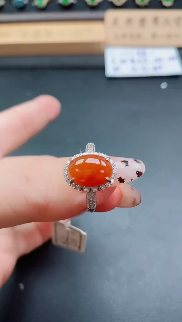 银S925镶嵌戒指翡翠1