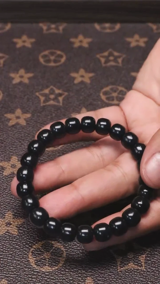 手链未镶嵌和田玉JYKZ19002墨玉手串