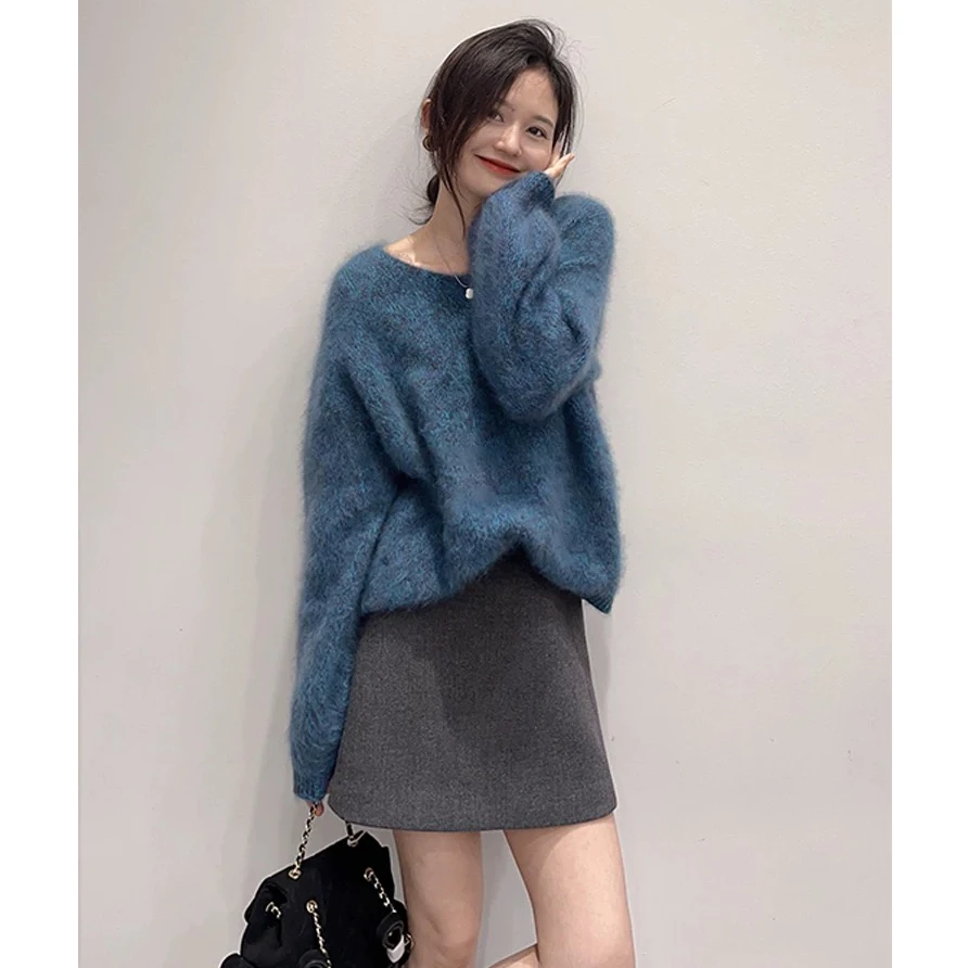 韩系穿搭一整套绝美巨好看的针织衫毛衣女秋冬半身裙短裙两件套装