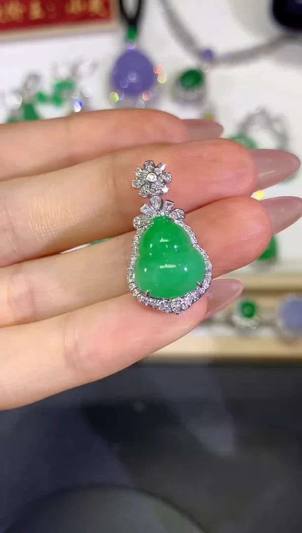 翡翠18K金镶嵌吊坠(不含链)团购80