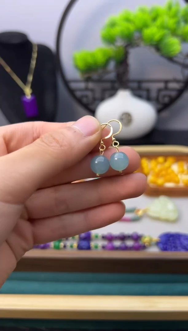 【闪购商品】翡翠耳饰14K金镶嵌E384