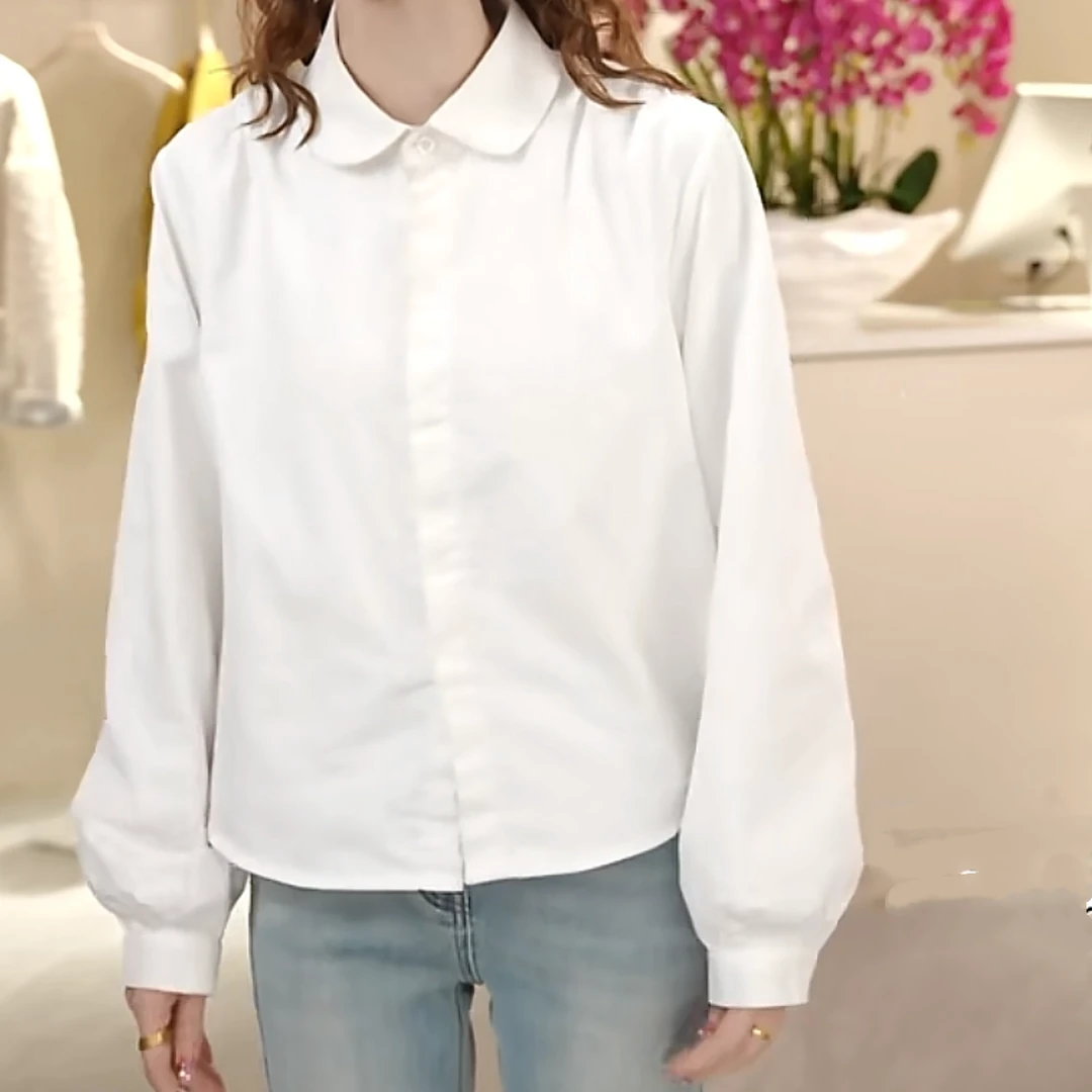 加绒衬衫女2024新款冬季桃心翻领肩褶皱衬衣设计感韩系上衣