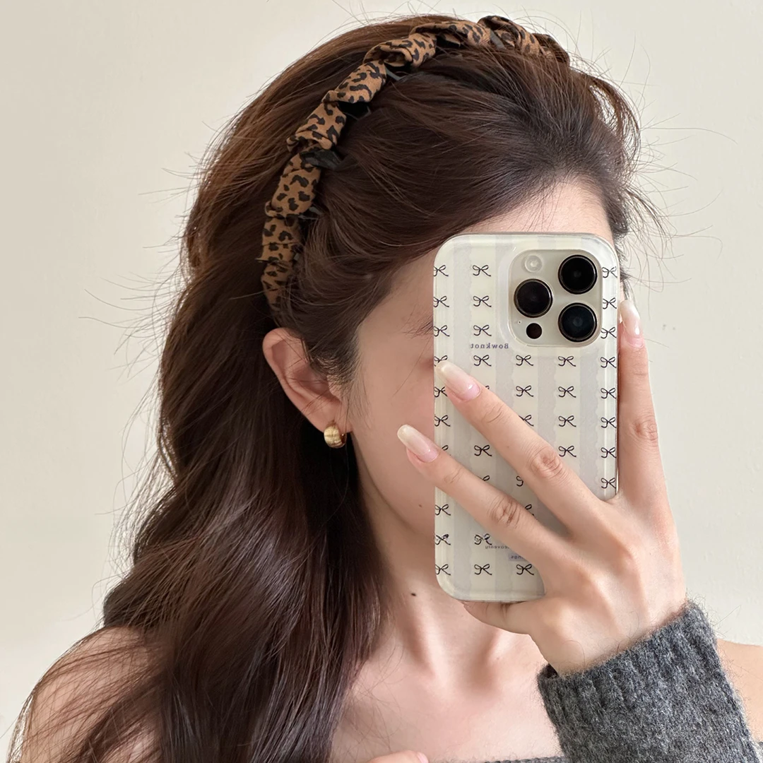 复古豹纹带齿防滑发箍女2025新款高颅顶头箍日常外戴洋气发卡发饰