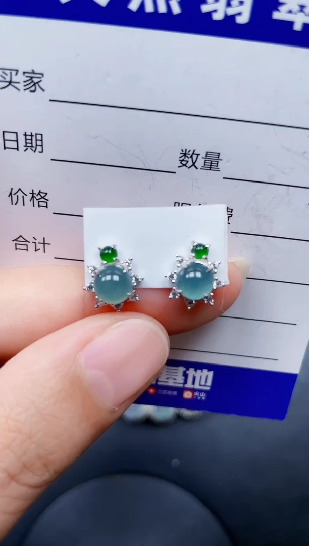 银S925镶嵌翡翠耳饰146